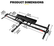 San Hima motorcycle carrier rack with wall-mounted pull-up bar and detailed dimensions