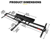 San Hima motorcycle carrier rack with wall-mounted pull-up bar and detailed dimensions