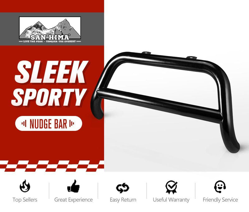 Black tubular metal nudge bar for Ford Ranger T6 T7 PX 2012-2020 by San Hima