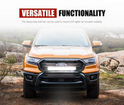 Orange Ford Ranger with San Hima Nudge Bar and light bar mounted on front grille