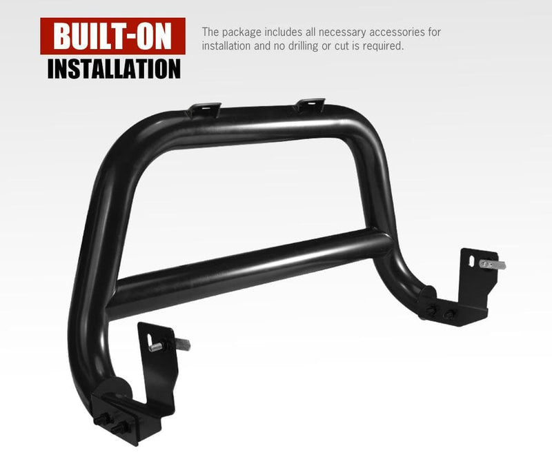 Black metal nudge bar grille guard for Mitsubishi Triton MQ 2015-2020 installation