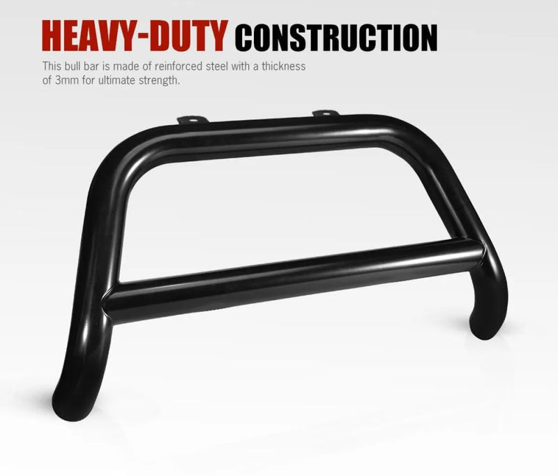 Black tubular nudge bar grille guard for Mitsubishi Triton MQ 2015-2020 protection