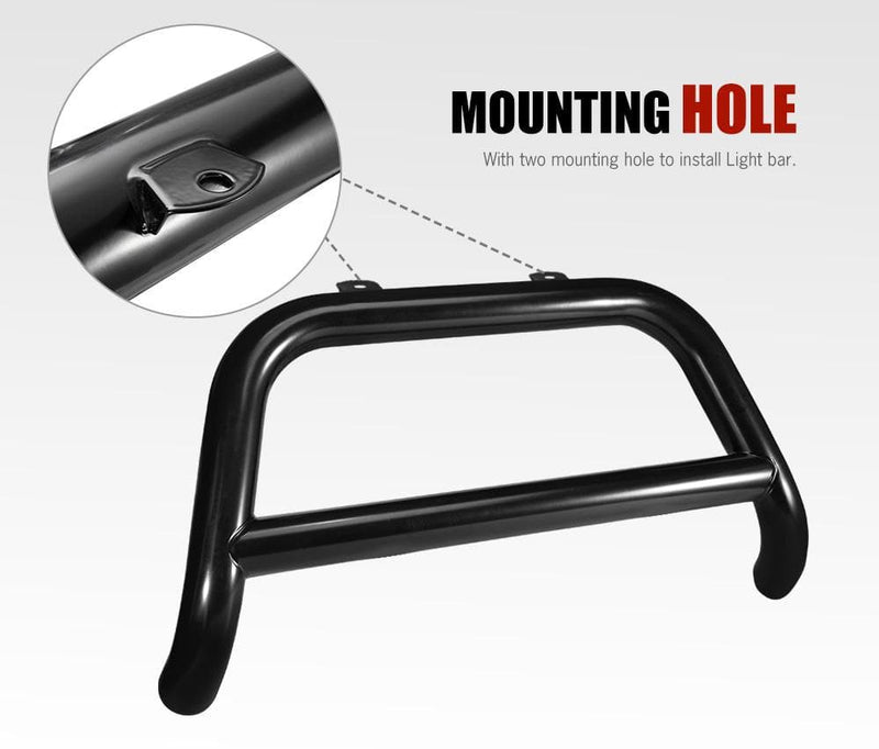 Black tubular nudge bar grille guard with mounting holes for Mitsubishi Triton MQ