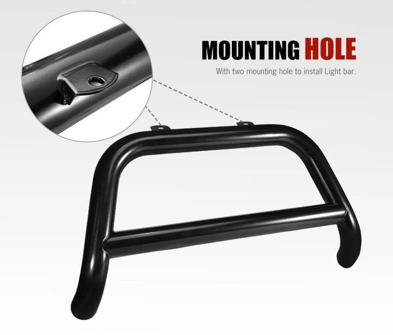 Black tubular nudge bar grille guard with mounting holes for Mitsubishi Triton MQ