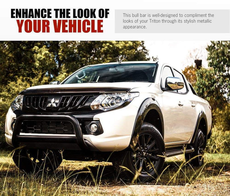 White Mitsubishi Triton off-road style nudge bar grille guard for San Hima Nudge Bar