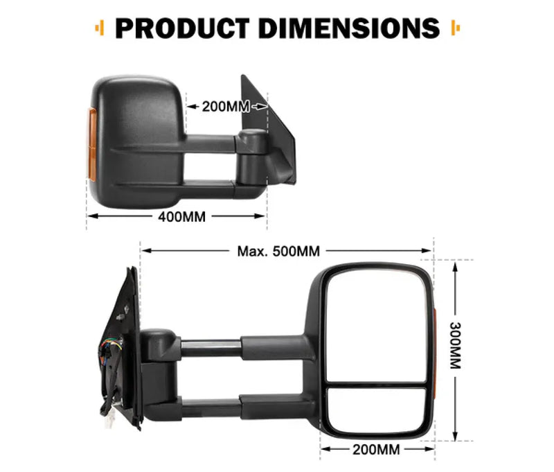 San Hima Towing Mirrors Gen1 for Toyota Landcruiser 200 Series | 2007 2021 | Pair