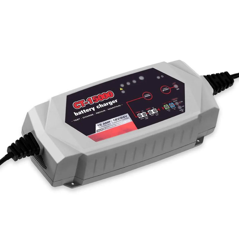 Smart Battery Charger 15A 12V/24V Automatic SLA AGM with digital display and multiple charging modes