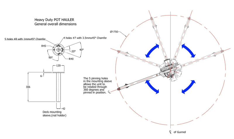 Stressfree Marine Heavy Duty 440lb/200kg Pot Line Hauler - Electric Winch