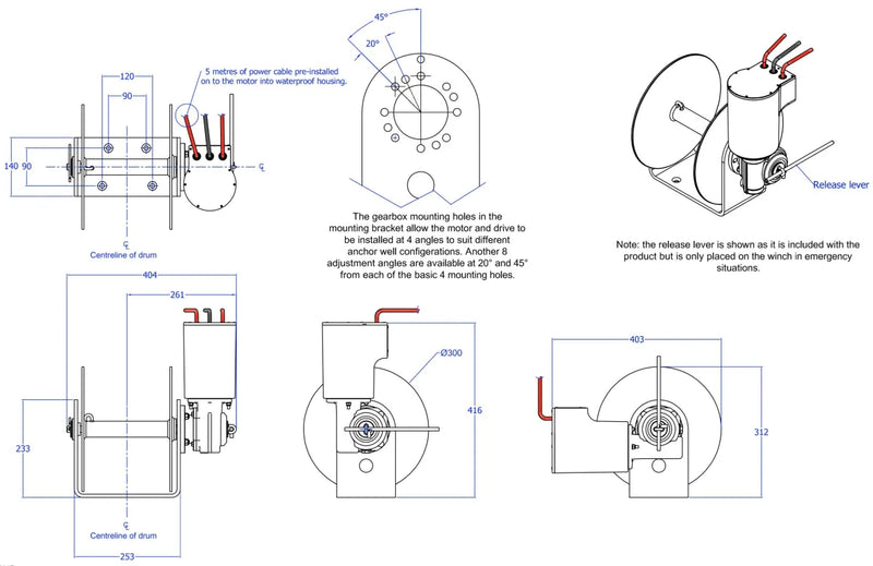 Stressfree Marine Midi 50 Standard Anchor Winch - Boat Anchor Winch