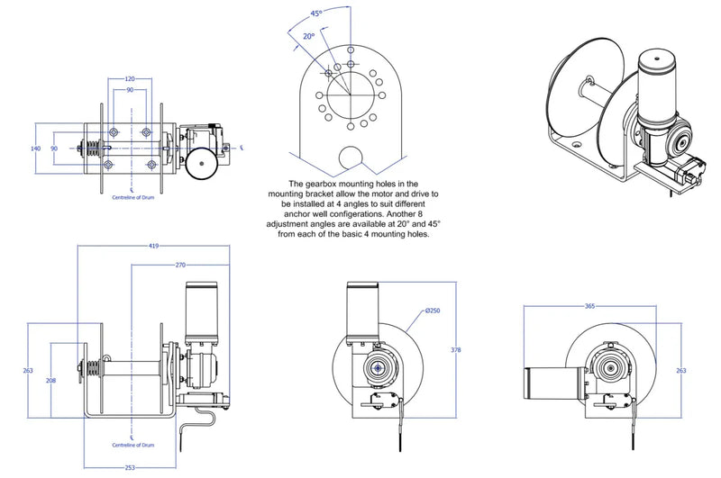 Stressfree Marine NG Mini 50 Freefall Anchor Winch - Boat Anchor Winch
