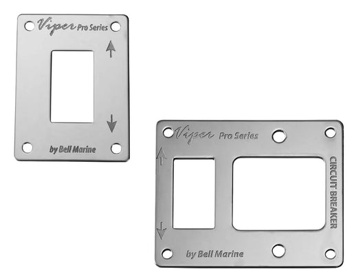 Viper Pro rocker switch face plates with metal covers and rectangular openings