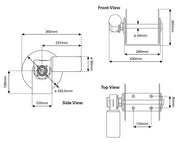 Technical schematic of Viper Pro Gravity Feed Drum Anchor Winch with dimensions