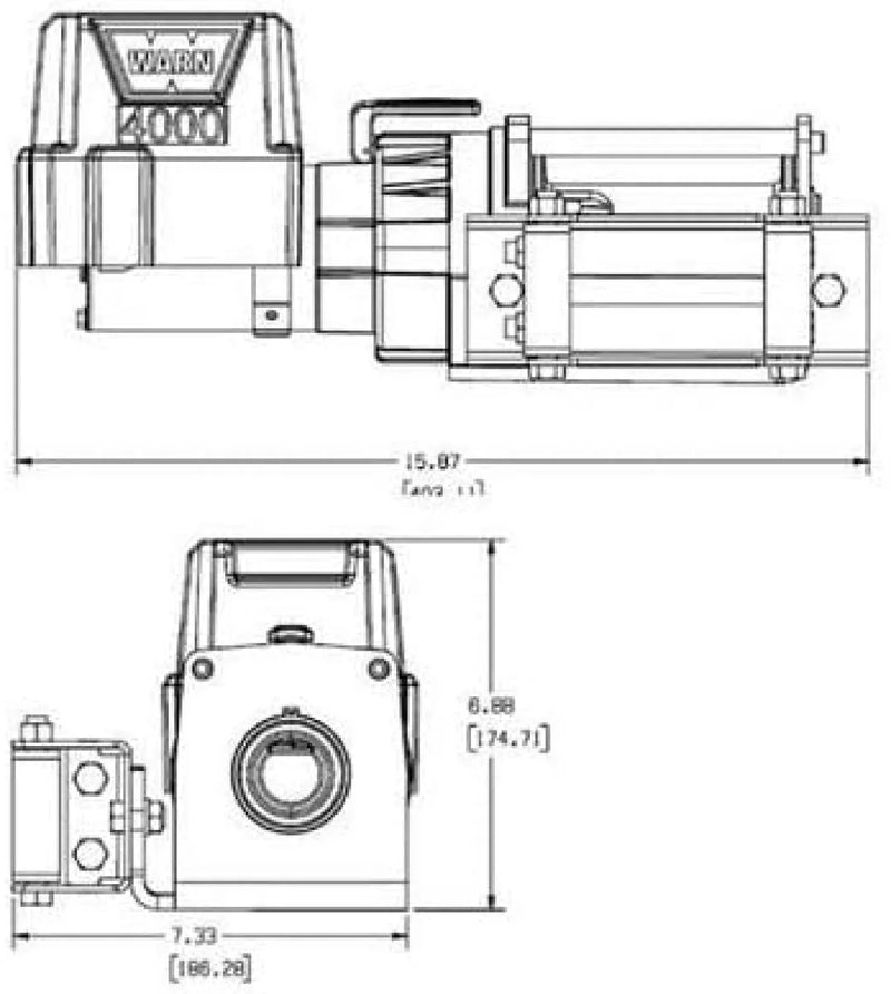 Warn 4000lb 12V Utility Winch 13.0m Wire Rope - Electric Winch