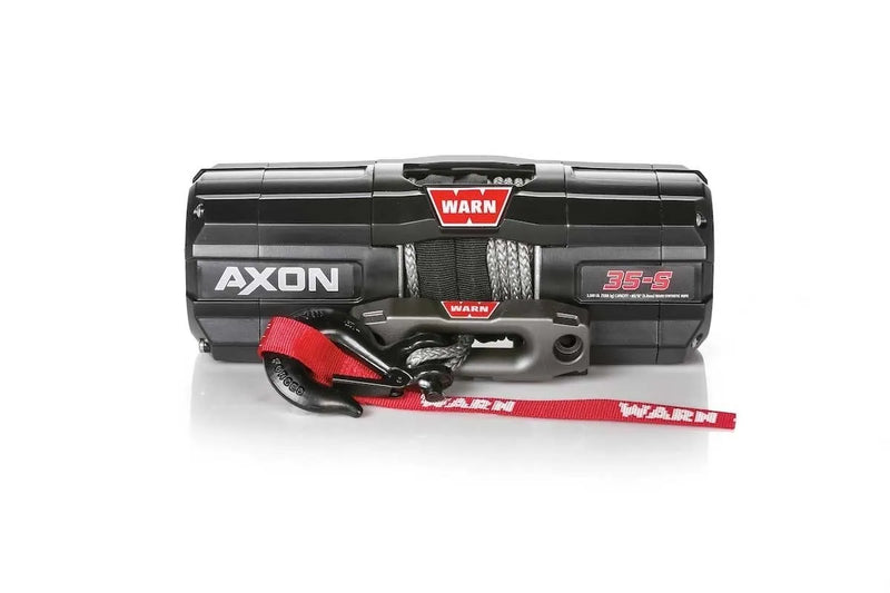 Warn Axon 35 Powersport ATV Winch with red hook and cable for durable ATV winching