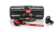 Warn Axon 35 powersport ATV winch with red strap and remote control for ATV recovery