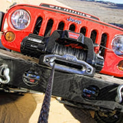 Red Jeep Wrangler with Warn Polished Aluminium Hawse Fairlead and Standard Drum