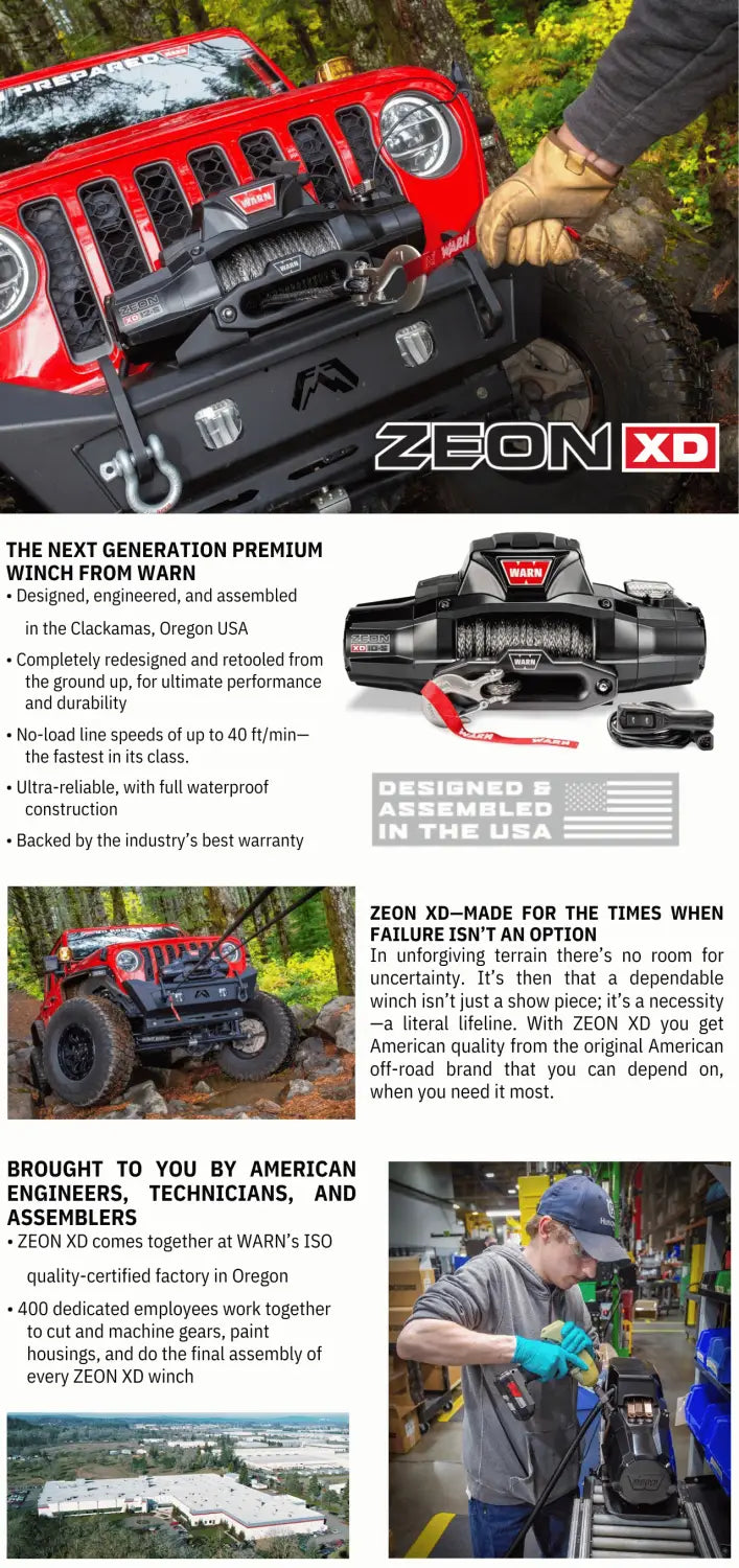Warn Zeon XD 12-S 12V 12,000lbs Electric Winch with Spydura Synthetic Rope