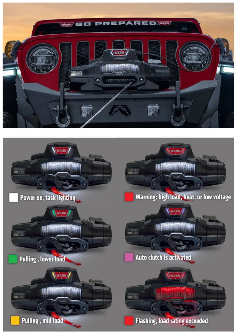 Warn Zeon XP 12-S 12V 12,000lbs Electric Winch with Spydura Synthetic Rope