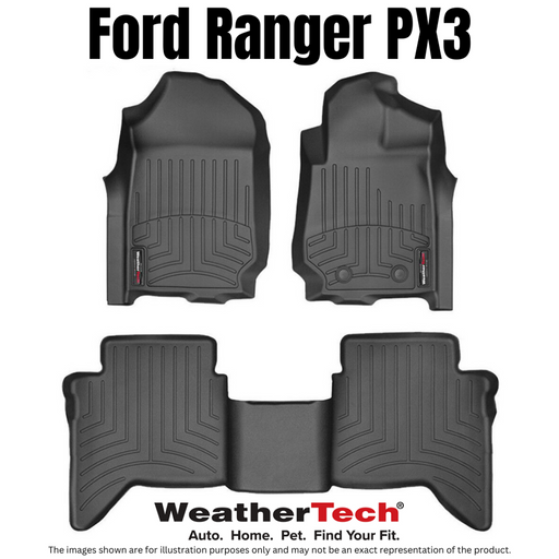Weathertech FloorLiner Laser Measured Custom Fit | Front and Rear Set - Ford Ranger PX3 2018-2022 | Front and Rear