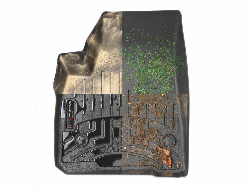 Cross-section of WeatherTech FloorLiner showing debris layers and hidden compartments