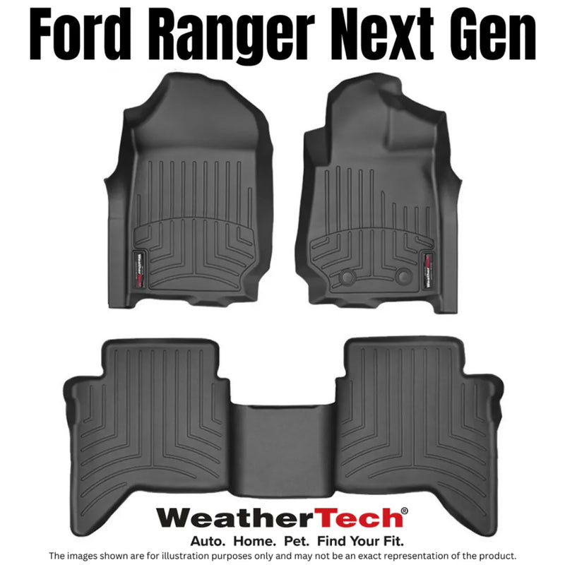 Weathertech FloorLiner Laser Measured Custom Fit | Front and Rear Set - Ford Ranger Next Gen (2023 + ) | Front and Rear