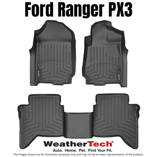 Weathertech FloorLiner Laser Measured Custom Fit | Front and Rear Set - Ford Ranger PX3 2018-2022 | Front and Rear