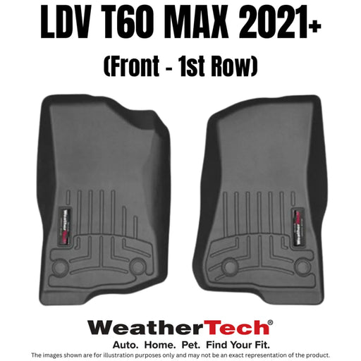Weathertech FloorLiner Laser Measured Custom Fit | Front and Rear Set - LDV T60 / Max | 2021 + | Front - 1st Row Mats