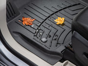 WeatherTech high performance rear floor mats with autumn leaves and water droplets