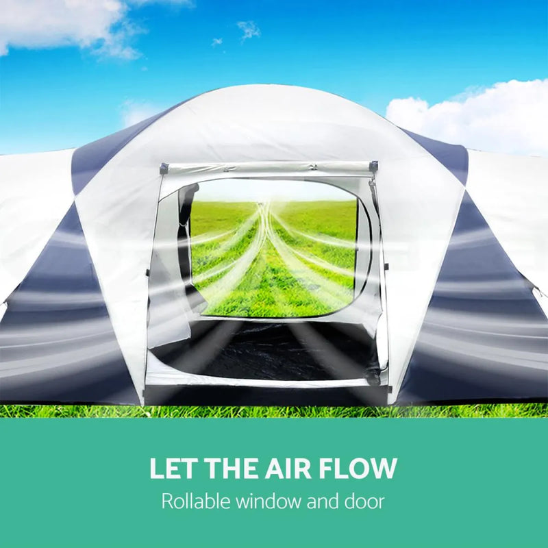 Weisshorn 12 Person Canvas Dome Camping Tent | Navy & Grey - Tent