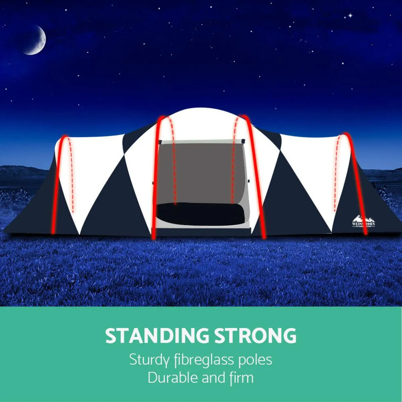 Weisshorn 12 Person Canvas Dome Camping Tent | Navy & Grey - Tent