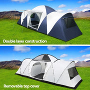 Weisshorn 12 Person Canvas Dome Camping Tent | Navy & Grey - Tent