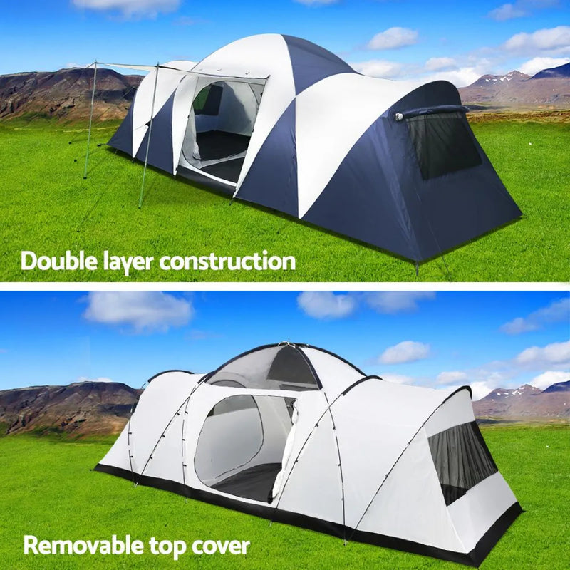 Weisshorn 12 Person Canvas Dome Camping Tent | Navy & Grey - Tent