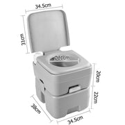 Weisshorn 20L Portable Outdoor Camping Toilet with labeled dimensions for camping toilet use