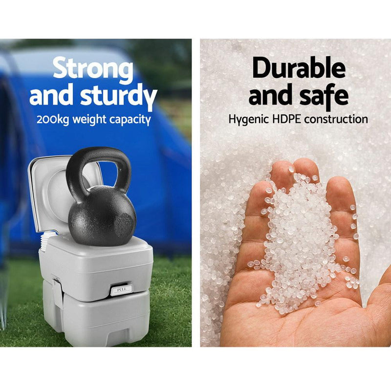 Portable outdoor camping toilet with kettlebell on top for Weisshorn 20L camping toilet