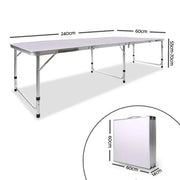 Foldable rectangular camping table with adjustable height and metal frame for portable camping trips