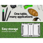 Weisshorn Foldable Kitchen Camping Table with white surface and metal frame