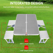 Folding Camping Table with Stools Set Portable Picnic Outdoor Garden BBQ Setting - Outdoor > Camping