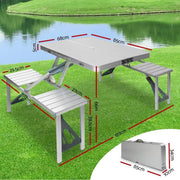 Folding Camping Table with Stools Set Portable Picnic Outdoor Garden BBQ Setting - Outdoor > Camping