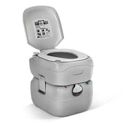 Weisshorn Outdoor Portable Camping Toilet with gray plastic body and hinged lid