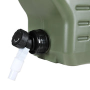 Weisshorn Poly Jerry Can with Tap 12L featuring a wide handle, extension tube, and cleaning brush