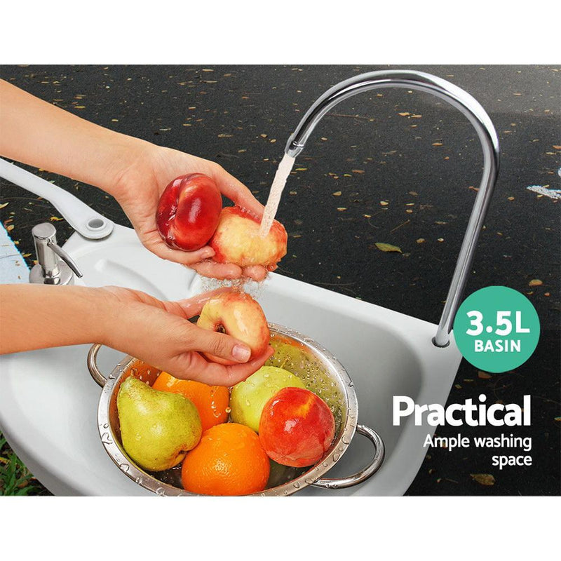 Weisshorn Portable Camping Wash Basin with curved faucet and fresh fruits, 19 Litre