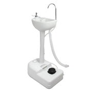Portable camping wash basin with tall stand and 19 Litre water tank for outdoor use