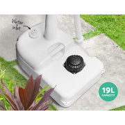 White plastic camping wash basin with 19L capacity and water inlet for camping use
