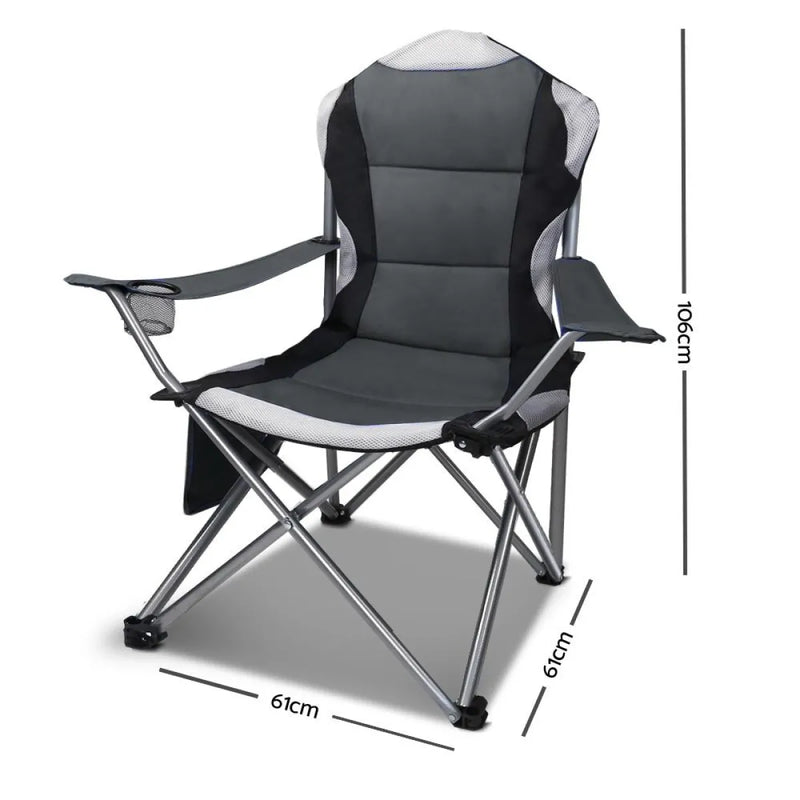 Portable Folding Camping Armchair | Set of 2 | Grey - Camping Accessories