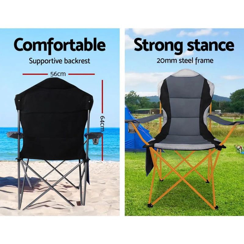 Portable Folding Camping Armchair | Set of 2 | Grey - Camping Accessories