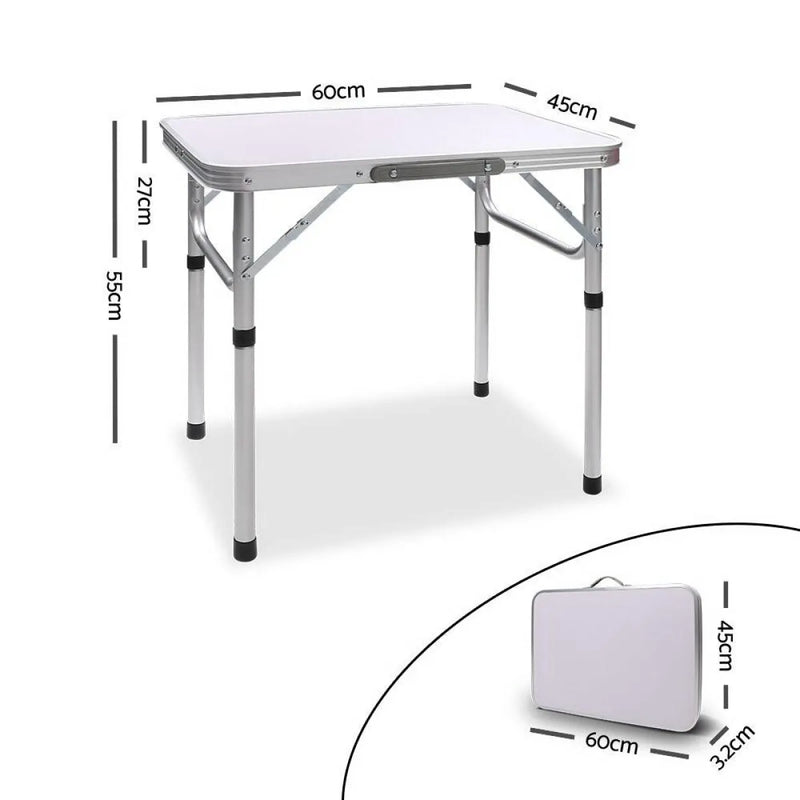 Weisshorn Portable Folding Camping Table with adjustable height legs and carrying handle