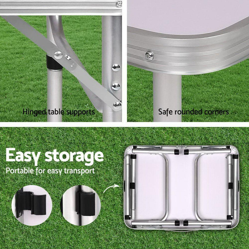 Weisshorn Portable Folding Camping Table with metal frame and hinged supports for easy storage