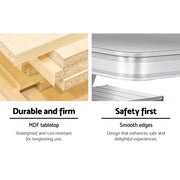 Comparison of MDF and smooth-edged camping table features highlighting durability and safety