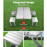 Portable folding camping table with integrated seats from Weisshorn, ideal for outdoor camping