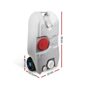 Portable wheel water tank with red cap for easy transport and 40L capacity